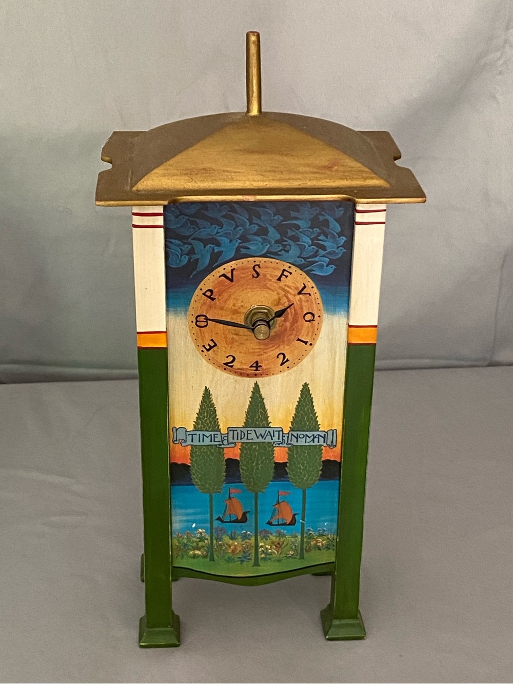 Funky Decorative Mantel Clock: Time & Tide Wait for No Man.